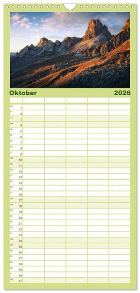 Produktbild: Familienplaner 2026 - Faszinierendes Europa mit 5 Spalten (Wandkalender, 21 x 45 cm) CALVENDO