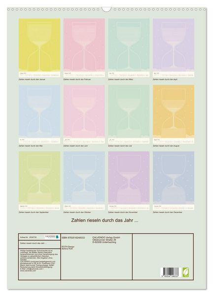 Produktbild: Zahlen rieseln durch das Jahr ... (Wandkalender 2026 DIN A2 hoch), CALVENDO Monatskalender