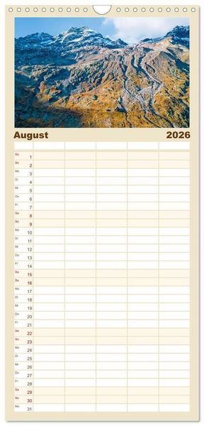 Produktbild: Familienplaner 2026 - Die H&ouml;chsten der Alpen mit 5 Spalten (Wandkalender, 21 x 45 cm) CALVENDO