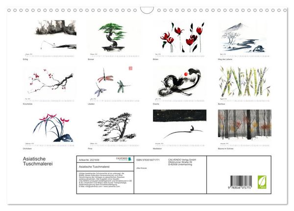Produktbild: Asiatische Tuschmalerei (Wandkalender 2026 DIN A3 quer), CALVENDO Monatskalender