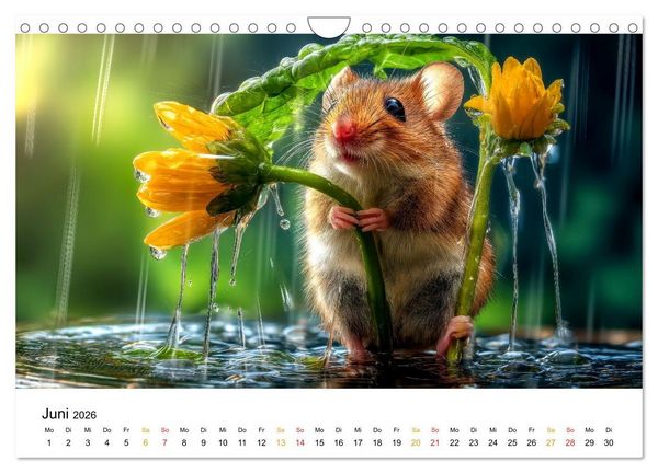 Produktbild: Regen? Na und! M&auml;use (Wandkalender 2026 DIN A4 quer), CALVENDO Monatskalender