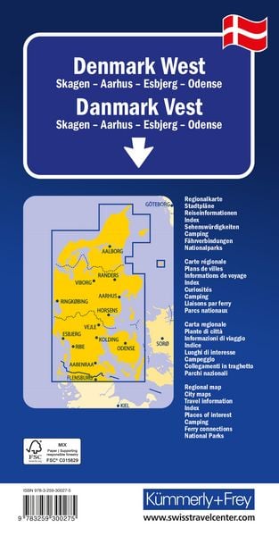 Produktbild: K&uuml;mmerly+Frey Regional-Strassenkarte D&auml;nemark West 1:200.000