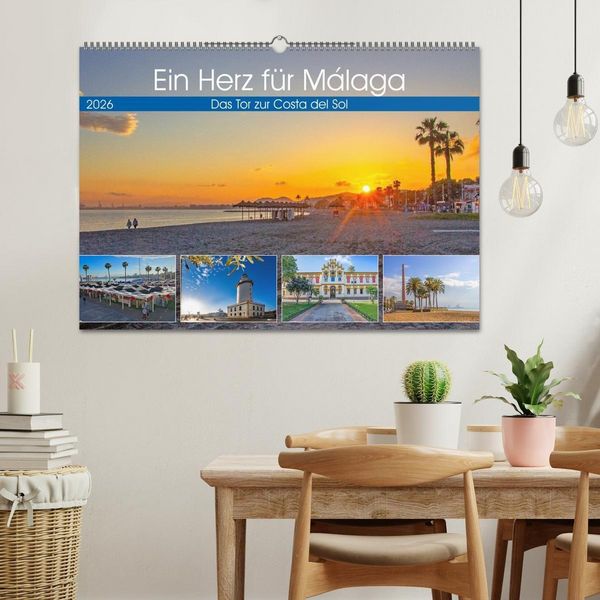 Produktbild: Ein Herz f&uuml;r M&aacute;laga (Wandkalender 2026 DIN A2 quer), CALVENDO Monatskalender