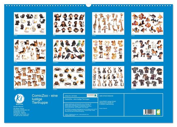 Produktbild: ComicZoo - eine lustige Tiertruppe (Wandkalender 2026 DIN A2 quer), CALVENDO Monatskalender