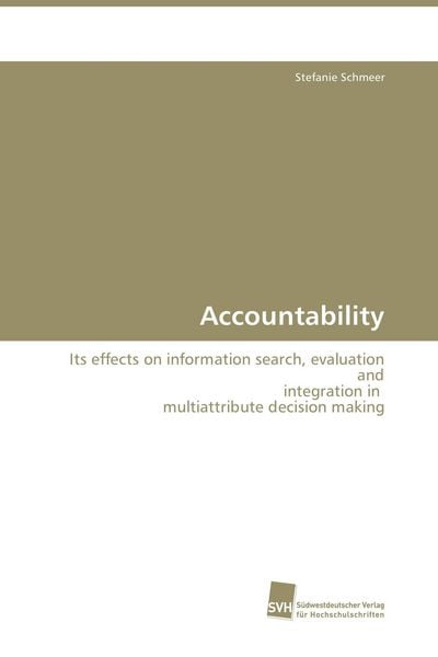 Accountability, Taschenbuch von Stefanie Schmeer, Südwestdeutscher Verlag für Hochschulschriften, 9783838107226