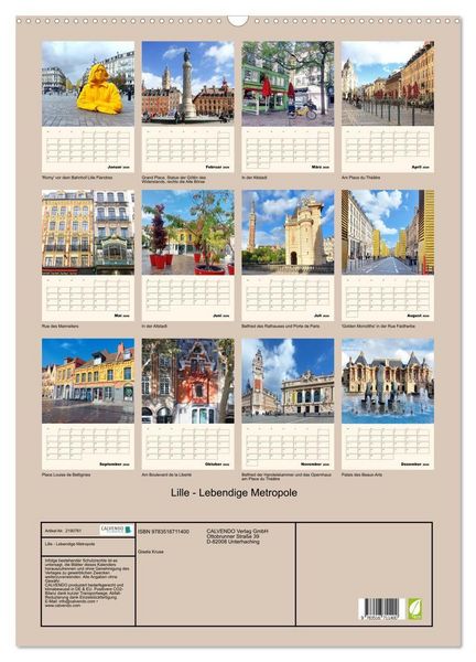 Produktbild: Lille - Lebendige Metropole (Wandkalender 2026 DIN A2 hoch), CALVENDO Monatskalender