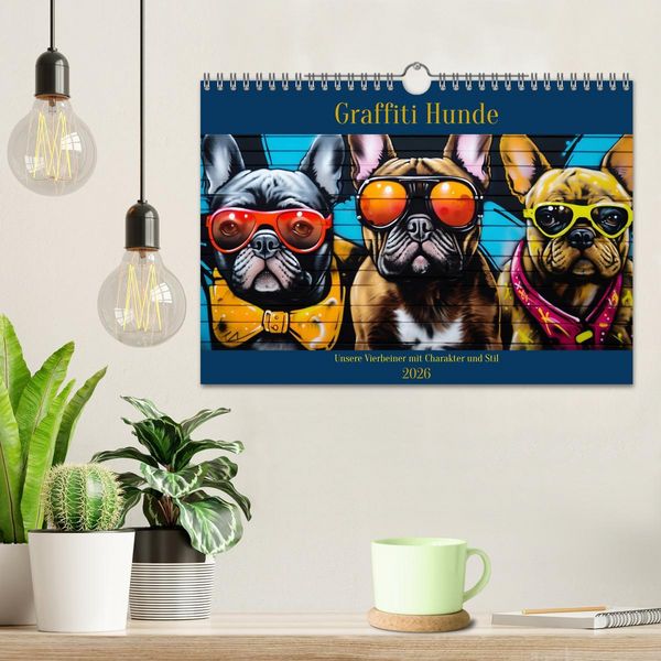 Produktbild: Graffiti Hunde (Wandkalender 2026 DIN A4 quer), CALVENDO Monatskalender