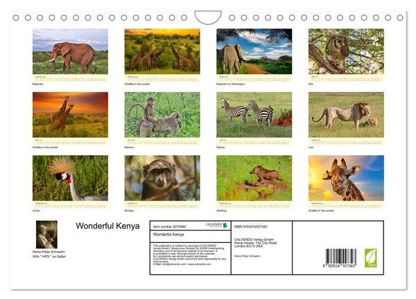 Produktbild: Wonderful Kenya (Wall Calendar 2026 DIN A4 landscape), CALVENDO 12 Month Wall Calendar