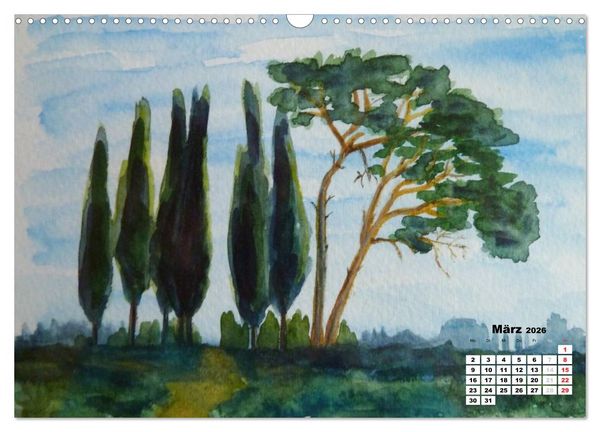 Produktbild: Toskana in Aquarell (Wandkalender 2026 DIN A3 quer), CALVENDO Monatskalender