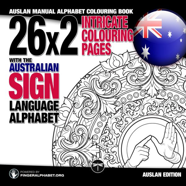 Produktbild: 26x2 Intricate Colouring Pages with the Australian Sign Language Alphabet