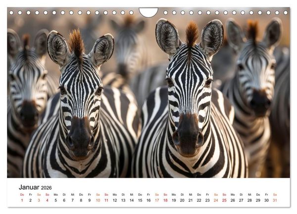 Produktbild: Zebras - Streifz&uuml;ge durch die Steppe (Wandkalender 2026 DIN A4 quer), CALVENDO Monatskalender