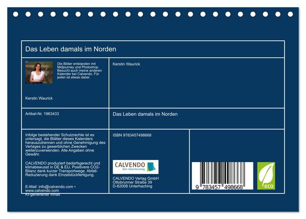 Produktbild: Das Leben damals im Norden (Tischkalender 2026 DIN A5 quer), CALVENDO Monatskalender