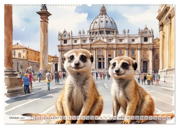 Produktbild: Erdm&auml;nnchen in Italien (hochwertiger Premium Wandkalender 2027 DIN A2 quer), Kunstdruck in Hochglanz