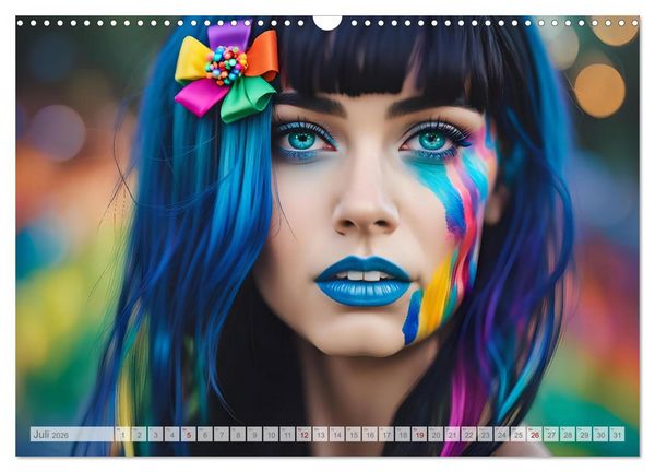 Produktbild: Farben der Weiblichkeit - Kunstvolle KI Portraits (Wandkalender 2026 DIN A3 quer), CALVENDO Monatskalender