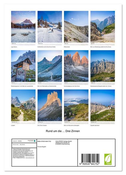 Produktbild: Rund um die ... Drei Zinnen (Wandkalender 2026 DIN A4 hoch), CALVENDO Monatskalender
