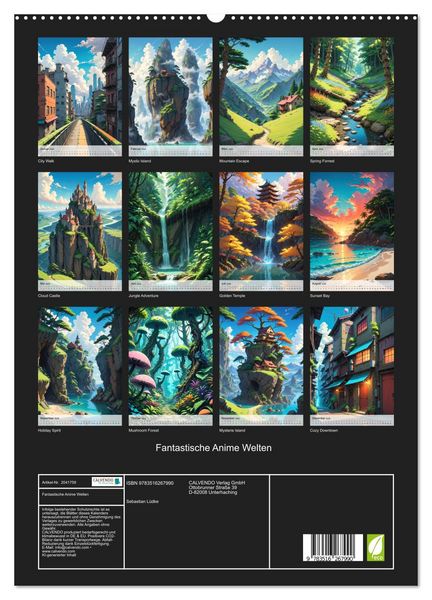 Produktbild: Fantastische Anime Welten (hochwertiger Premium Wandkalender 2026 DIN A2 hoch), Kunstdruck in Hochglanz