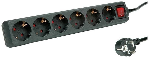 Roline 19.07.1076 Steckdosenleiste mit Schalter Schwarz Schutzkontakt 1 St.