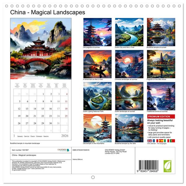 Produktbild: China - Magical Landscapes (Wall Calendar 2026 12 &times; 12 Inch) CALVENDO 12 Month Wall Calendar