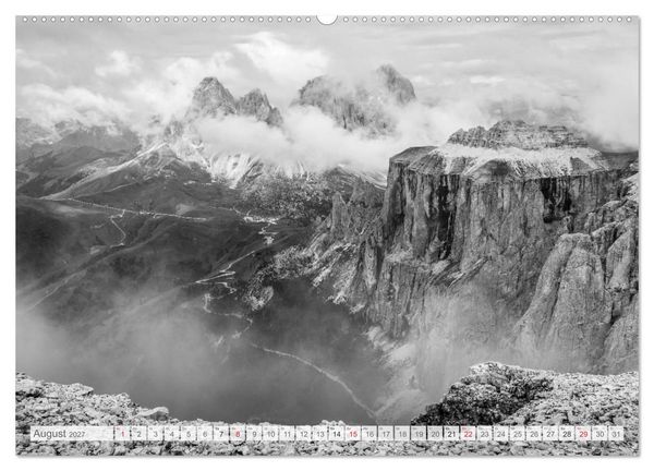 Produktbild: Bergpixels Schwarz-Wei&szlig;e Gebirgstr&auml;ume (hochwertiger Premium Wandkalender 2027 DIN A2 quer), Kunstdruck in Hochglanz