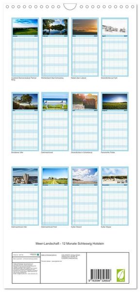 Produktbild: Familienplaner 2027 - Meer-Landschaft - 12 Monate Schleswig Holstein mit 5 Spalten (Wandkalender, 21 x 45 cm) CALVENDO