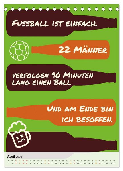 Produktbild: Ich mag Fu&szlig;ball&hellip; und vielleicht drei Leute. Spr&uuml;che und Weisheiten vom Spielfeldrand (Tischkalender 2026 DIN A5 hoch), CALVENDO Monatskalender
