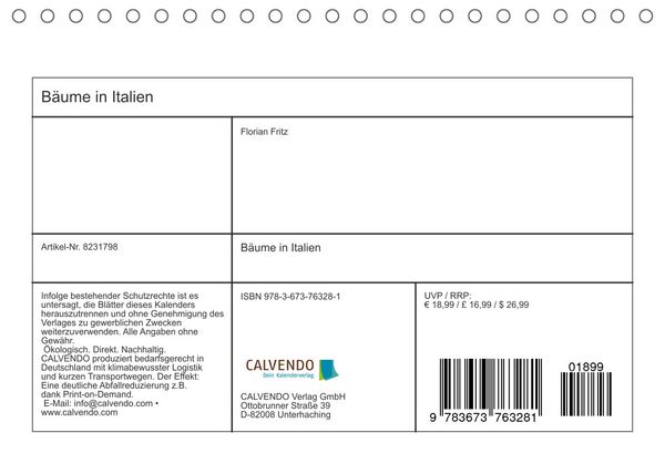 Produktbild: B&auml;ume in Italien (Tischkalender 2022 DIN A5 quer)