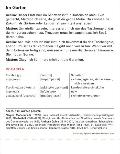 Produktbild: Italienisch Sprachkalender 2027 - Italienisch lernen leicht gemacht - Tagesabrei&szlig;kalender