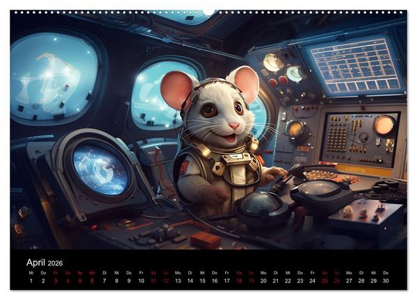 Produktbild: M&auml;use im All (Wandkalender 2026 DIN A2 quer), CALVENDO Monatskalender
