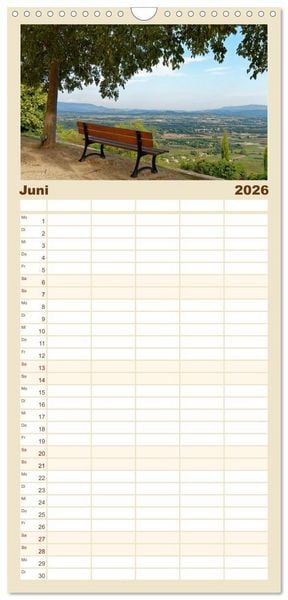 Produktbild: Familienplaner 2026 - B&auml;nke. In der Ruhe liegt die Kraft. mit 5 Spalten (Wandkalender, 21 x 45 cm) CALVENDO