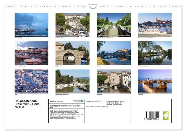 Produktbild: Hausbooturlaub Frankreich - Canal du Midi (Wandkalender 2027 DIN A3 quer), CALVENDO Monatskalender