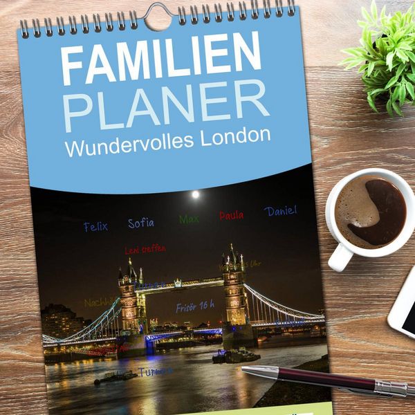 Produktbild: Familienplaner 2026 - Wundervolles London mit 5 Spalten (Wandkalender, 21 x 45 cm) CALVENDO