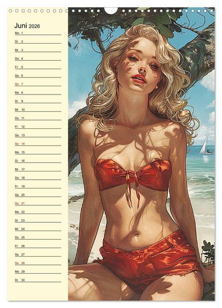 Produktbild: Pin-up-Girls. Sexappeal am Strand (Wandkalender 2026 DIN A3 hoch), CALVENDO Monatskalender