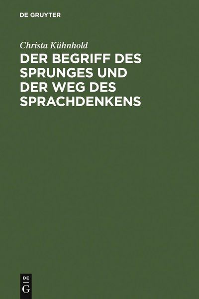 Produktbild: Der Begriff des Sprunges und der Weg des Sprachdenkens
