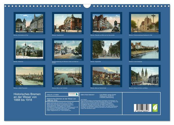 Produktbild: Historisches Bremen an der Weser von 1888 bis 1918 (Wandkalender 2026 DIN A3 quer), CALVENDO Monatskalender