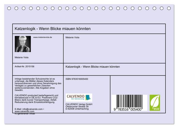 Produktbild: Katzenlogik - Wenn Blicke miauen k&ouml;nnten (Tischkalender 2026 DIN A5 quer), CALVENDO Monatskalender