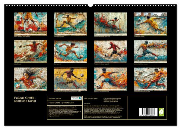 Produktbild: Fu&szlig;ball Graffiti - sportliche Kunst (hochwertiger Premium Wandkalender 2026 DIN A2 quer), Kunstdruck in Hochglanz