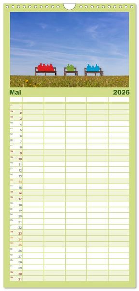 Produktbild: Familienplaner 2026 - B&uuml;sum - Urlaub an der Nordsee mit 5 Spalten (Wandkalender, 21 x 45 cm) CALVENDO