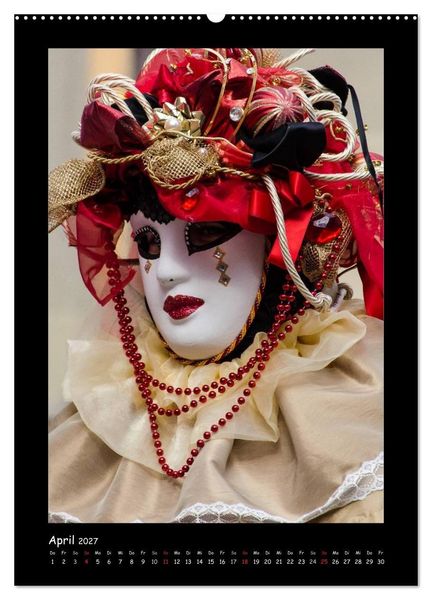Produktbild: Venezianische Masken HALLia VENEZia Schw&auml;bisch Hall (hochwertiger Premium Wandkalender 2027 DIN A2 hoch), Kunstdruck in Hochglanz