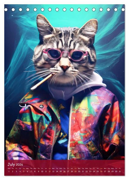Produktbild: Crazy gangster cats (Desk Calendar 2026 DIN A5 portrait), CALVENDO 12 Month DeskCalendar