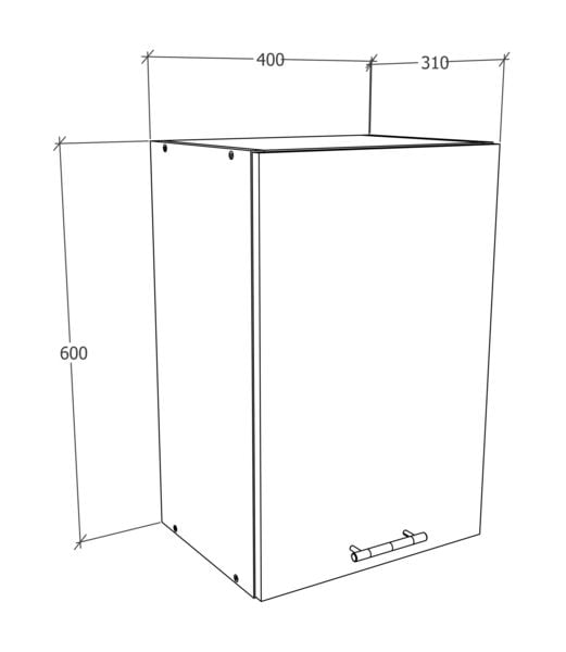 Produktbild: K&uuml;chenschrank B. 40 cm H&auml;ngeschrank K&uuml;che Esilo