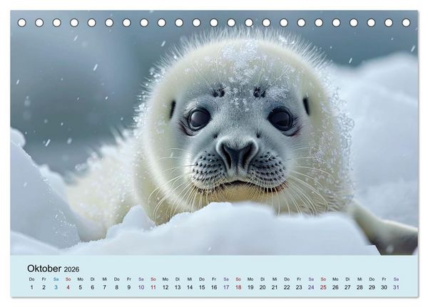 Produktbild: Tierkinder in Eis und Schnee (Tischkalender 2026 DIN A5 quer), CALVENDO Monatskalender
