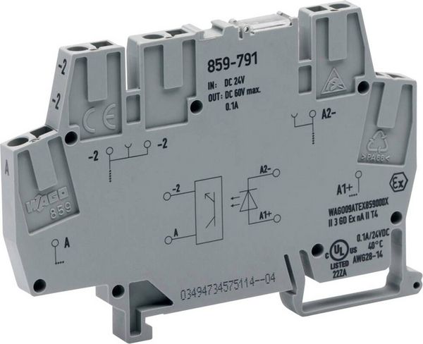 Produktbild: WAGO Optokopplerrelais 859-791 0.1A Schaltspannung (max.): 60 V/DC 1St.