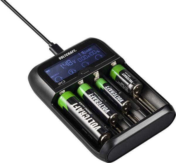 Produktbild: VOLTCRAFT IPC-2 Rundzellen-Ladeger&auml;t NiMH, NiCd, LiIon, LiFePO Mini (AAAA), Micro (AAA), Mignon (AA), Baby (C), Sub-C, A, 10440