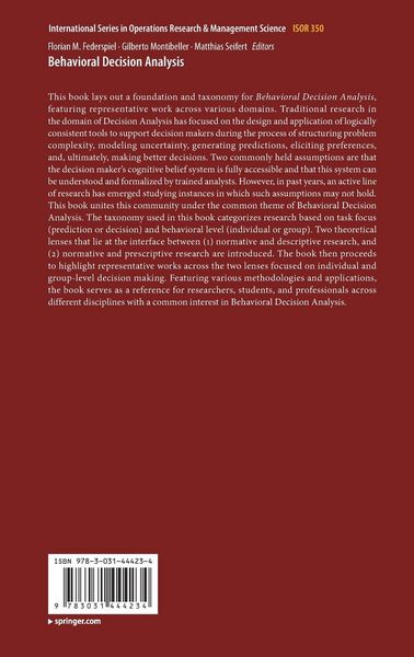 Produktbild: Behavioral Decision Analysis