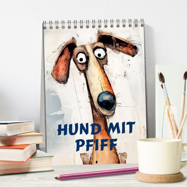 Produktbild: Hund mit Pfiff (Tischkalender 2026 DIN A5 hoch), CALVENDO Monatskalender