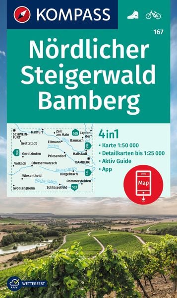 Produktbild: KOMPASS Wanderkarte 167 N&ouml;rdlicher Steigerwald, Bamberg 1:50.000