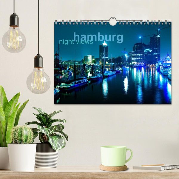Produktbild: hamburg - night views (Wandkalender 2026 DIN A4 quer), CALVENDO Monatskalender