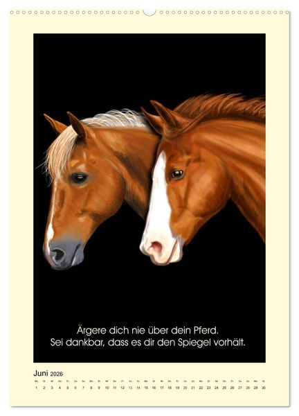 Produktbild: Reiterfreuden. Spr&uuml;che und Weisheiten f&uuml;r Pferdemenschen (hochwertiger Premium Wandkalender 2026 DIN A2 hoch), Kunstdruck in Hochglanz