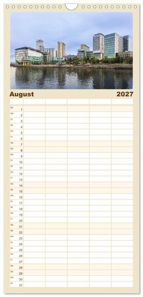Produktbild: Familienplaner 2027 - Faszination Manchester mit 5 Spalten (Wandkalender, 21 x 45 cm) CALVENDO