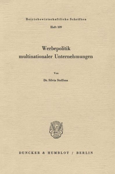 Produktbild: Werbepolitik multinationaler Unternehmungen.